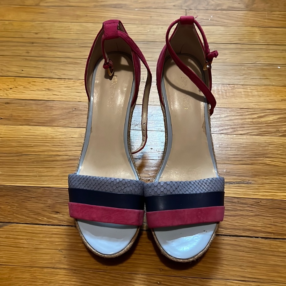 Nine West red and blue wedge espadrilles